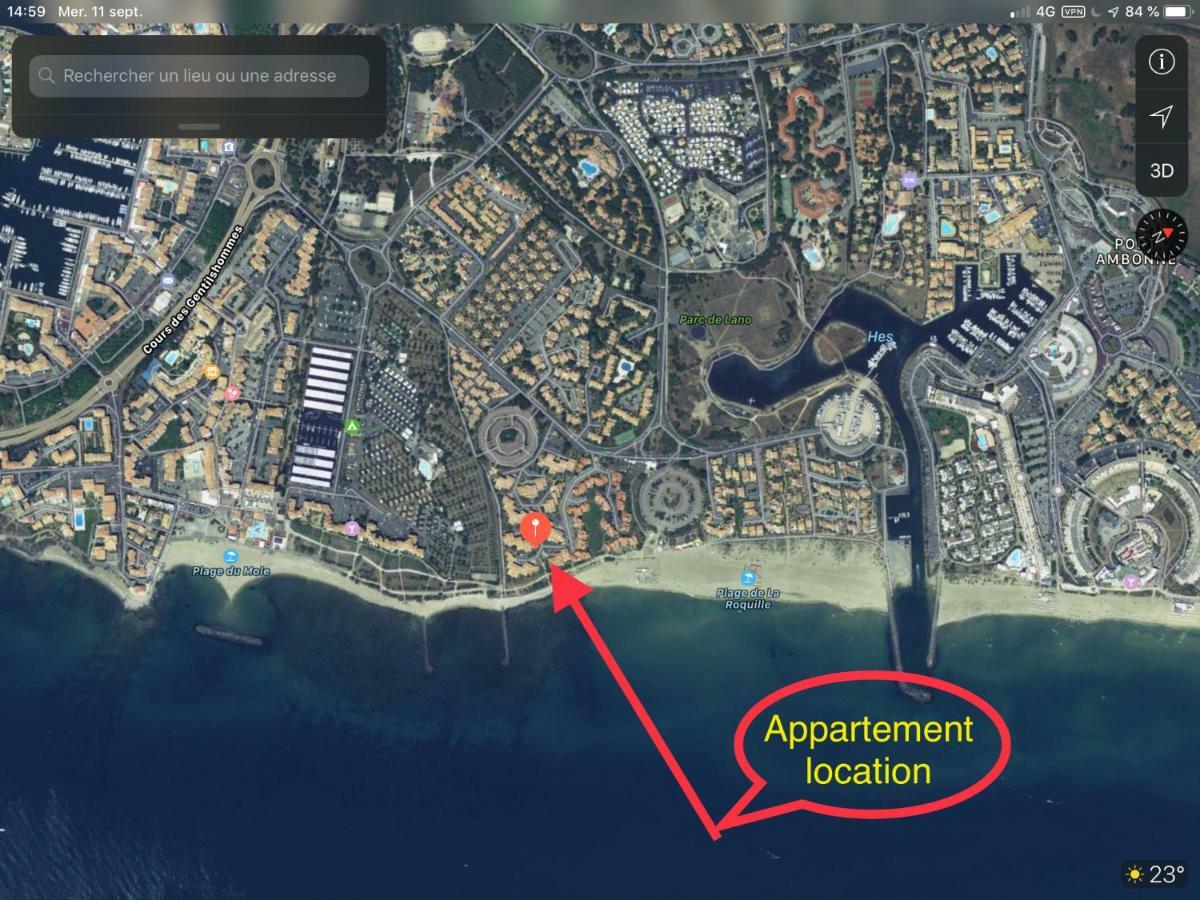 Residence Le Neptuna T2 Direct Plage Wifi Clim Agde Exteriör bild